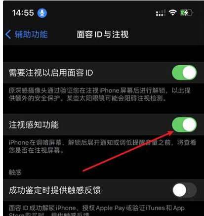 渭城苹果14维修网点分享iPhone14注视感知功能有什么用 